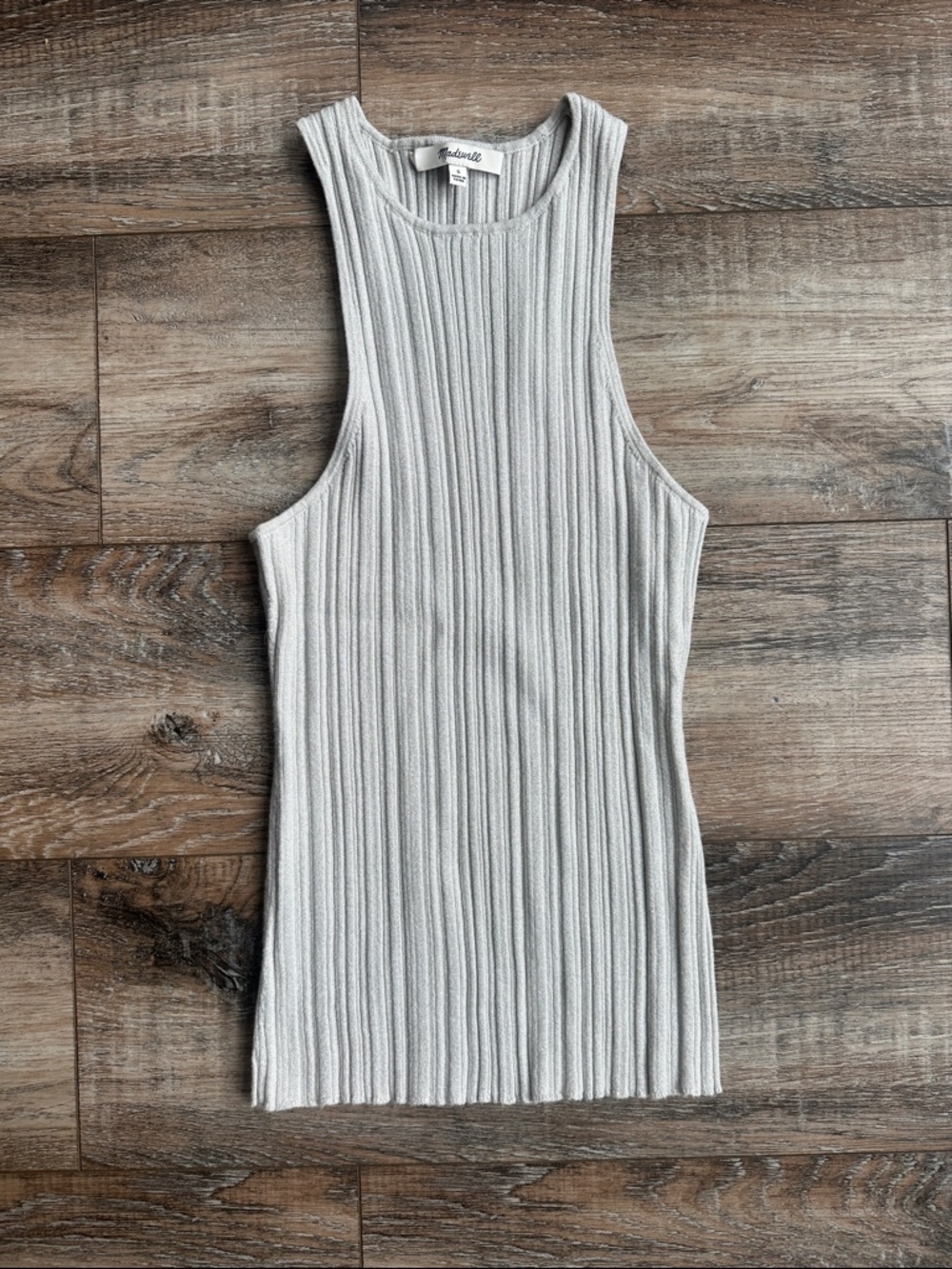 Madewell Light Gray Ribbed Tank with shimmer